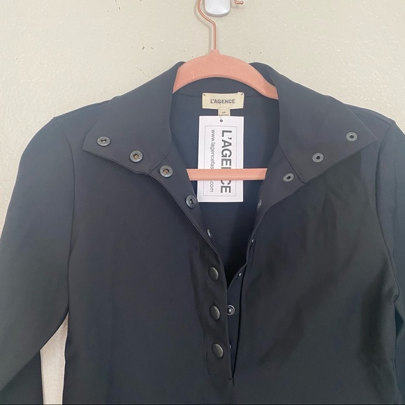 L'agence Black Cropped Collar Top Long Sleeve New With Tag Small - Picture 3 of 6